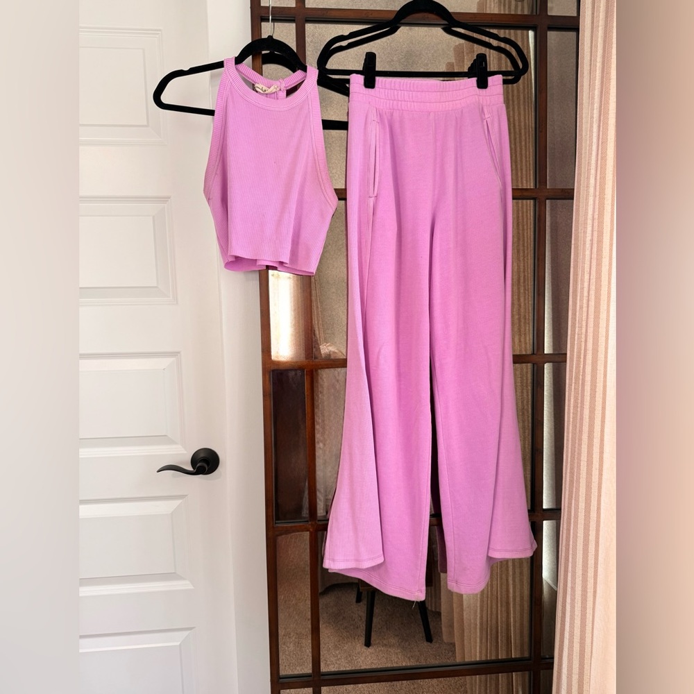 Pink Sleeveless Top and Pants Set